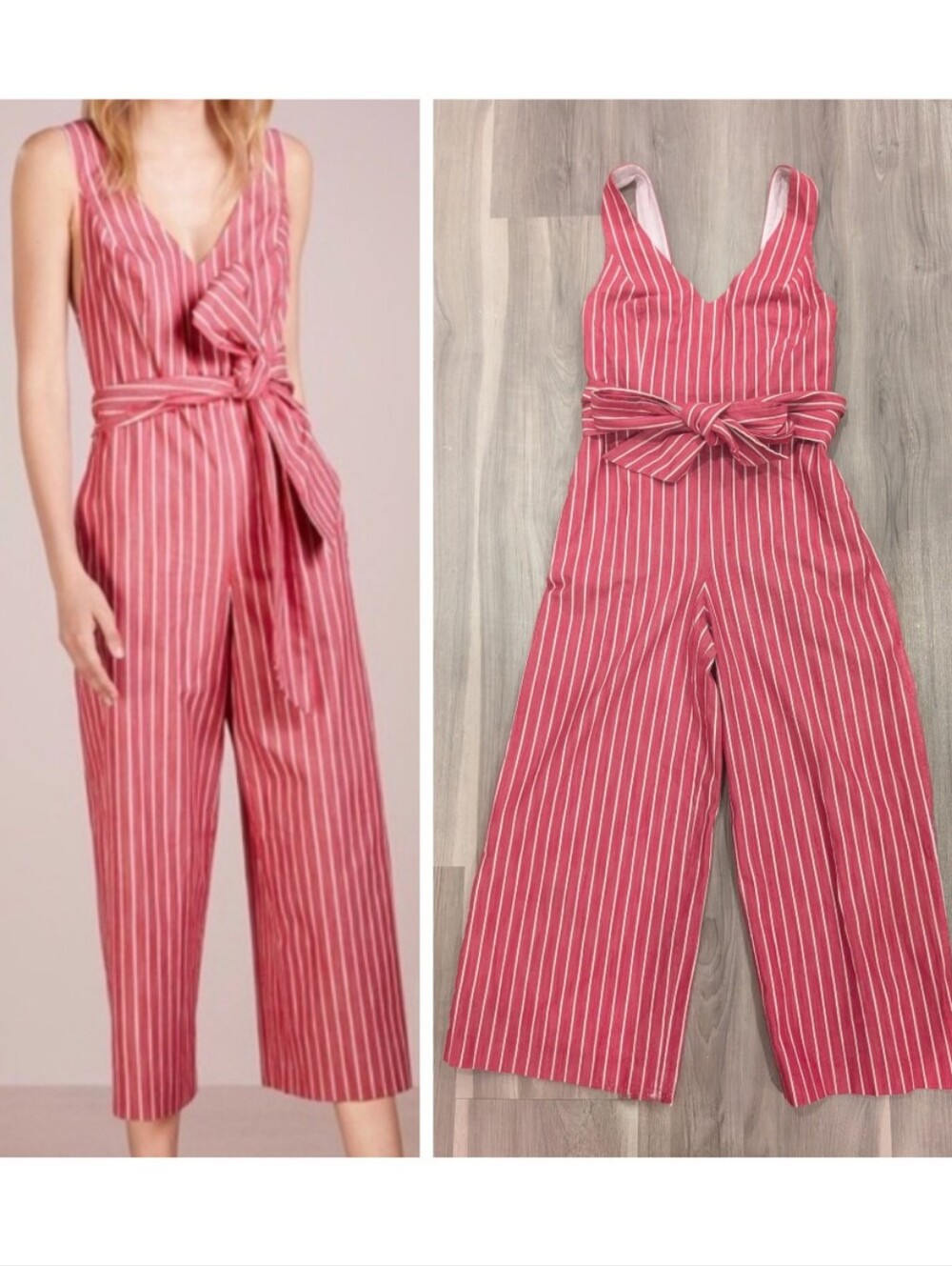 Club Monaco | Agrikah Striped Culotte Jumpsuit In Red White